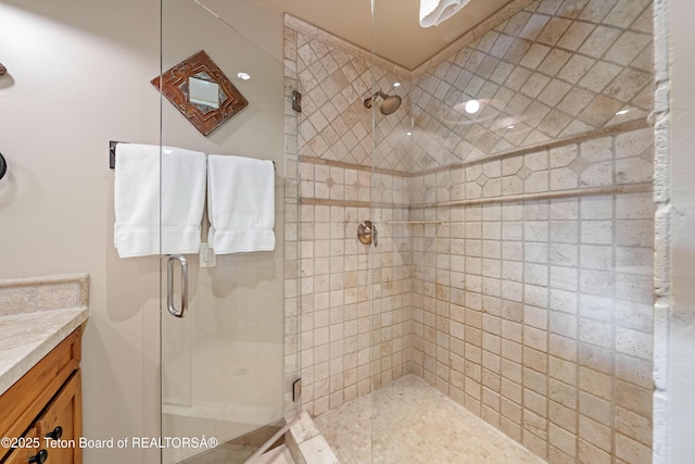 5862 N Coneflower Dr Unit 17, Jackson, WY 83001 - full bath featuring a shower stall and vanity