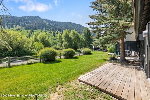 816 Powderhorn Ln Unit 816D, Jackson, WY 83001 - view of yard with a deck with mountain view and a forest view