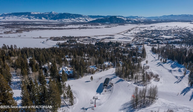 7970 N Granite Ridge Rd, Teton Village, WY 83025 - snowy aerial view featuring a mountain view
