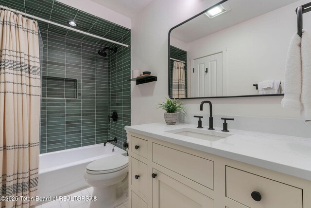 550 E Golf Creek Ln Unit 41, Jackson, WY 83001 - bathroom with vanity, shower / bath combo with shower curtain, and tile patterned floors