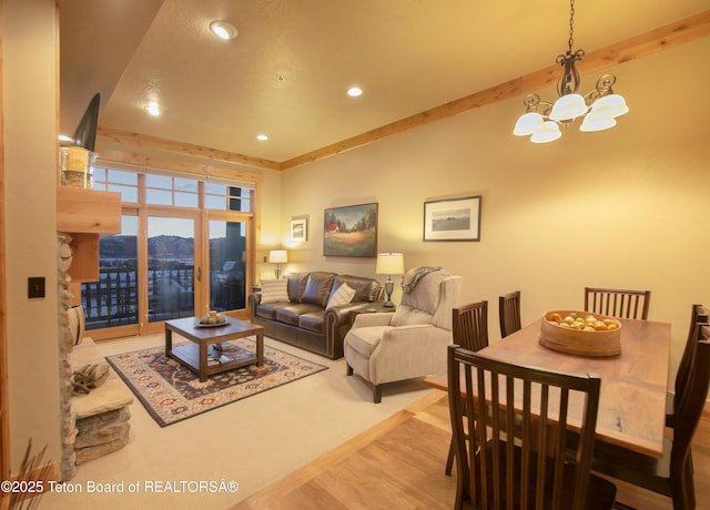 122 Hastings Dr Unit 207, Victor, ID 83455 - living area with a chandelier, recessed lighting, and wood finished floors