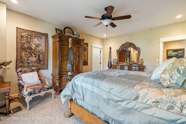 6289 Fox Meadows Dr, Victor, ID 83455 - bedroom with carpet, recessed lighting, and ceiling fan