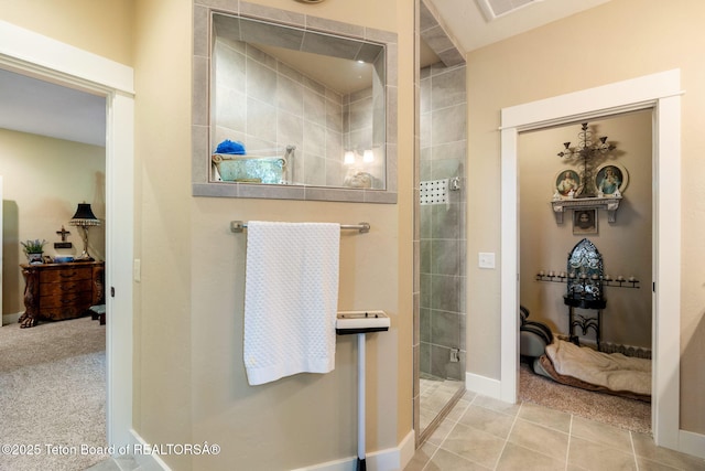 6289 Fox Meadows Dr, Victor, ID 83455 - full bathroom featuring a tile shower and tile patterned flooring