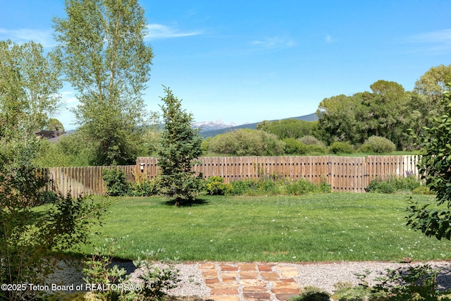 6289 Fox Meadows Dr, Victor, ID 83455 - fenced backyard featuring a mountain view