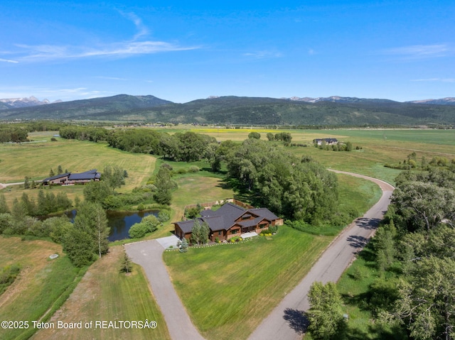 6289 Fox Meadows Dr, Victor, ID 83455 - aerial overview of property's location with rural landscape and a mountain backdrop