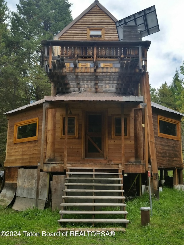 141 W 12250 N, Tetonia, ID 83452 - back of house featuring stairs and covered porch
