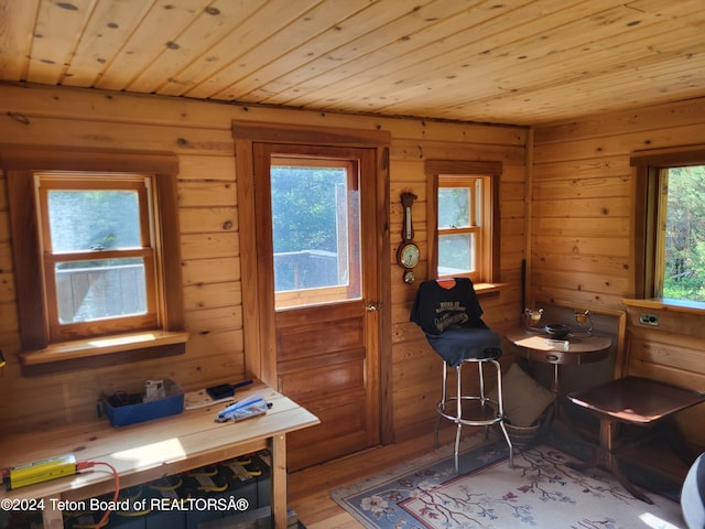 141 W 12250 N, Tetonia, ID 83452 - dining room featuring wooden ceiling, wooden walls, and wood finished floors