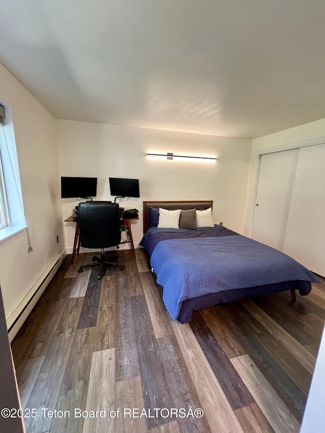 220 Homestead Rd Unit 203, Victor, ID 83455 - bedroom featuring baseboard heating, wood finished floors, and a closet
