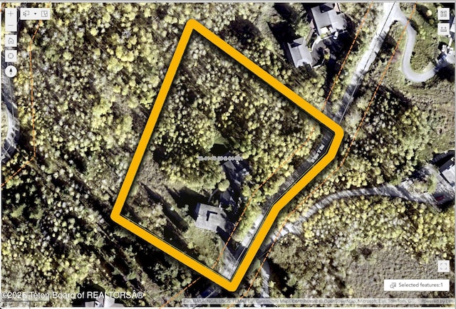 750 N Bar Y Rd, Jackson, WY 83001 - aerial view of property's location with property boundaries highlighted