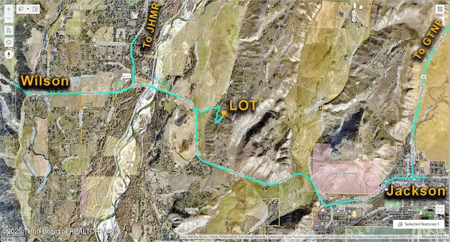 750 N Bar Y Rd, Jackson, WY 83001 - aerial view of property's location featuring property parcel outlined