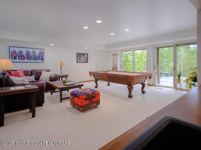 750 N Bar Y Rd, Jackson, WY 83001 - recreation room with pool table, recessed lighting, and carpet floors