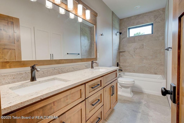 245 Pond Dr, Victor, ID 83455 - full bath featuring double vanity, shower / washtub combination, and tile patterned floors