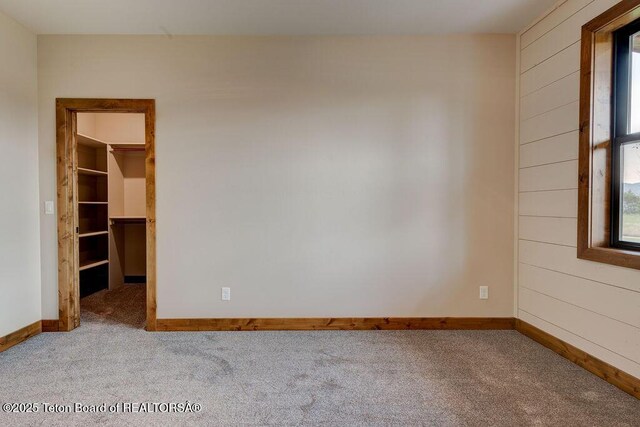 245 Pond Dr, Victor, ID 83455 - carpeted spare room with baseboards and wood walls