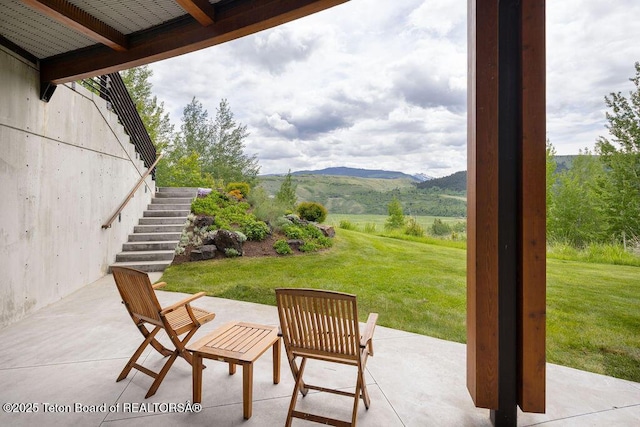 1955 W Bohnetts Rd, Jackson, WY 83001 - view of patio featuring stairway and a mountain view