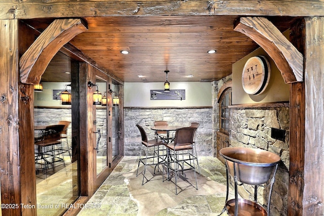 70 Hastings Dr, Victor, ID 83455 - wine room with wooden ceiling and recessed lighting