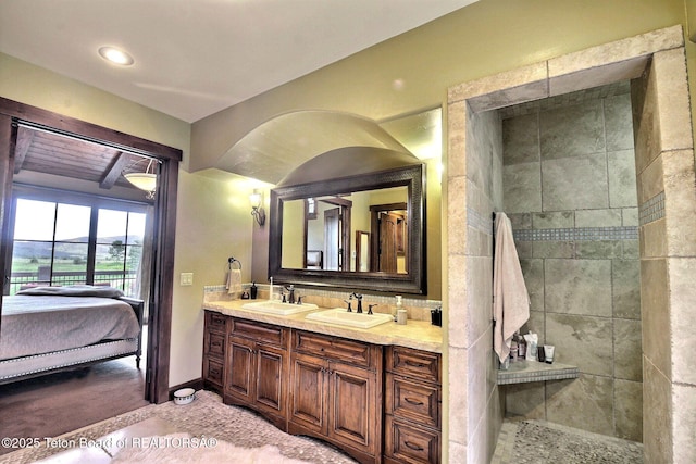 70 Hastings Dr, Victor, ID 83455 - ensuite bathroom featuring double vanity and a tile shower