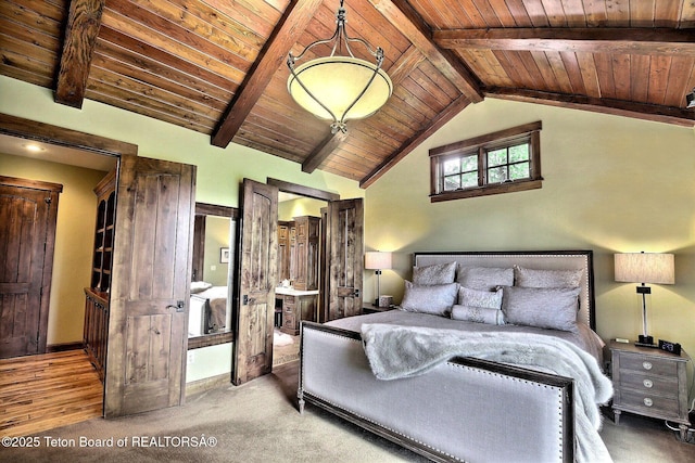 70 Hastings Dr, Victor, ID 83455 - bedroom with wood ceiling and carpet floors