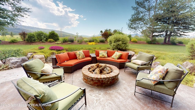 70 Hastings Dr, Victor, ID 83455 - view of patio / terrace featuring an outdoor living space with a fire pit