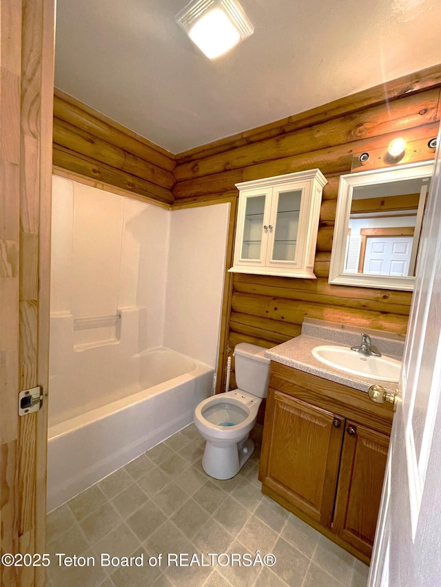 4760 W 500 W, Victor, ID 83455 - full bathroom featuring rustic walls, vanity, and bathtub / shower combination