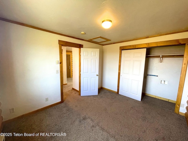 4760 W 500 W, Victor, ID 83455 - unfurnished bedroom featuring carpet flooring, ornamental molding, and a closet
