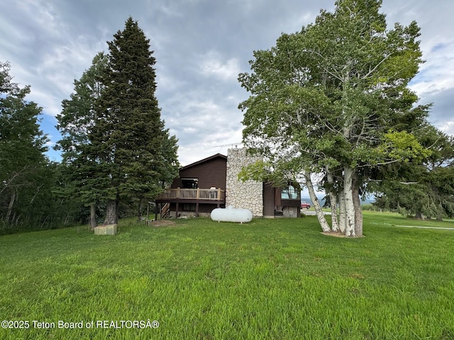 13280 N 3750 W, Felt, ID 83424 - view of green lawn with a wooden deck