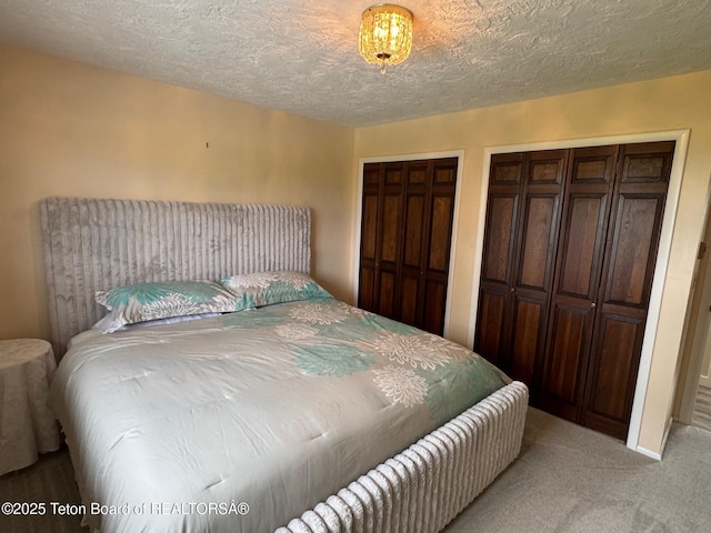 13280 N 3750 W, Felt, ID 83424 - bedroom featuring carpet, multiple closets, and a textured ceiling