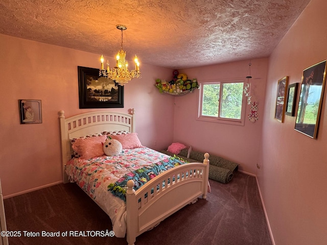13280 N 3750 W, Felt, ID 83424 - carpeted bedroom with a chandelier and a textured ceiling