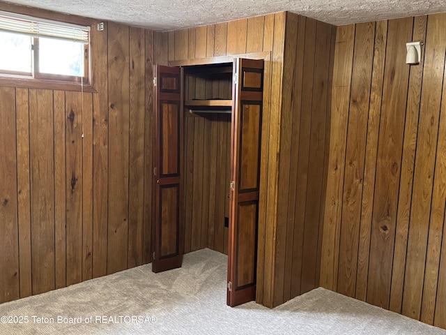 13280 N 3750 W, Felt, ID 83424 - unfurnished bedroom featuring carpet floors, a textured ceiling, and wood walls
