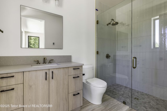 175 Huckleberry Dr, Jackson, WY 83001 - full bath with healthy amount of natural light, vanity, and a shower stall