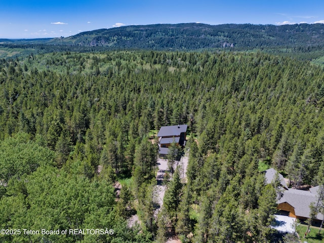4327 Bridger Rdg, Ashton, ID 83420 - drone / aerial view of a heavily wooded area and a mountain backdrop