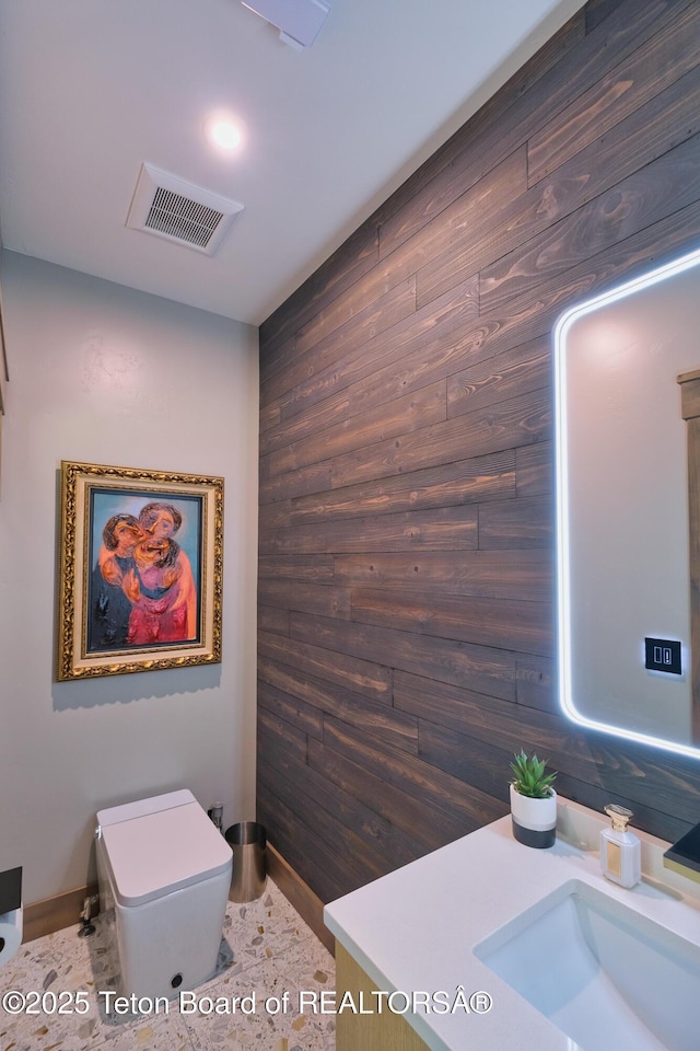 4327 Bridger Rdg, Ashton, ID 83420 - bathroom with vanity and wooden walls