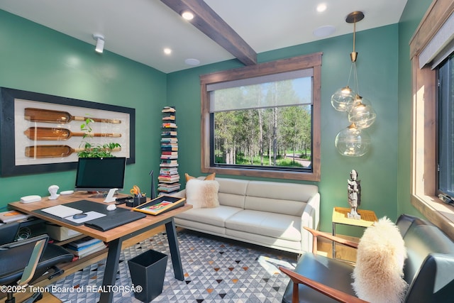 4327 Bridger Rdg, Ashton, ID 83420 - home office with beamed ceiling