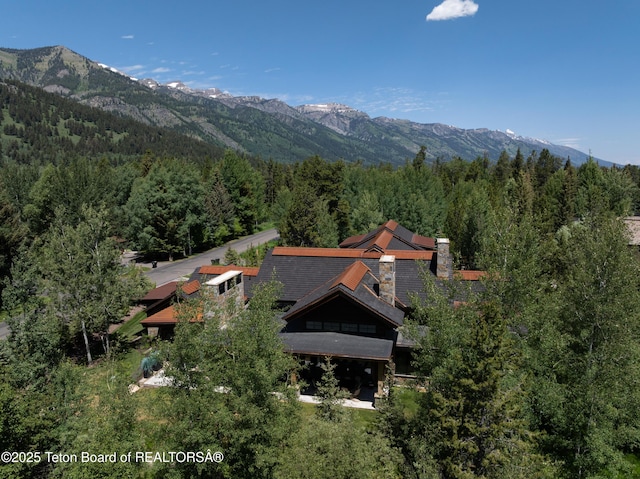 3220 N Teton Pines Dr, Wilson, WY 83014 - view of mountain background featuring a heavily wooded area