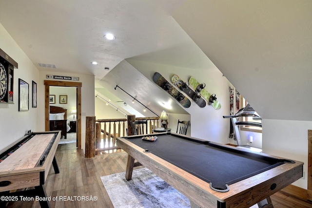 2160 Tomahawk Trl, Victor, ID 83455 - playroom featuring hardwood / wood-style flooring, recessed lighting, and pool table