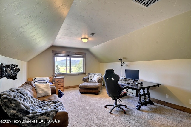 2160 Tomahawk Trl, Victor, ID 83455 - carpeted office with baseboards and lofted ceiling