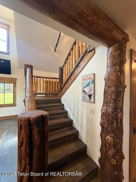 2160 Tomahawk Trl, Victor, ID 83455 - staircase featuring track lighting