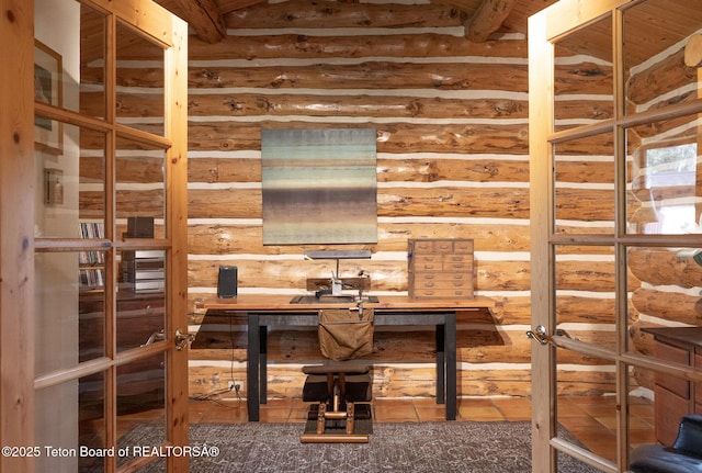 3760 N Moose-Wilson Rd, Wilson, WY 83014 - office area featuring log walls