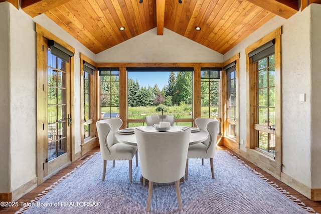 500 E Buckwheat Cir, Jackson, WY 83001 - sunroom featuring french doors, wood ceiling, and wood finished floors