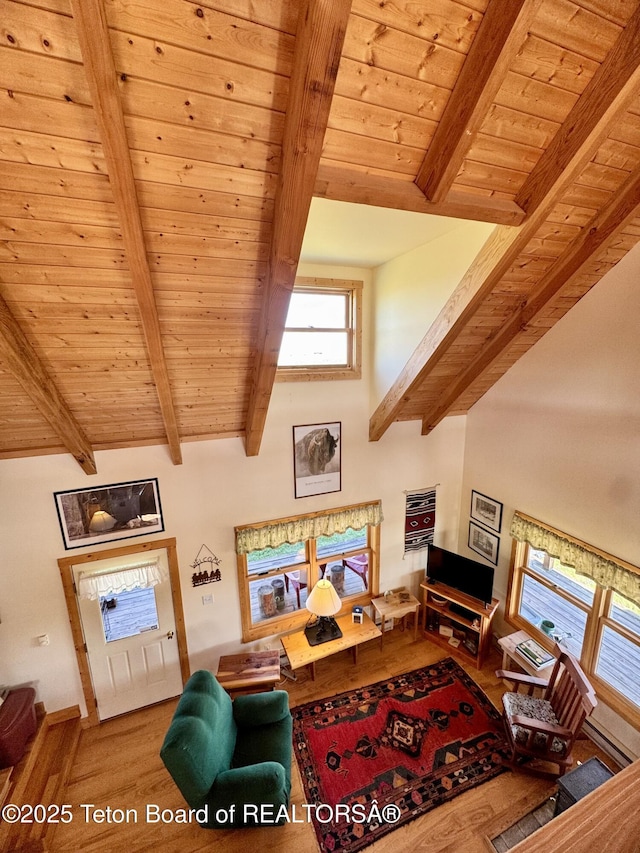 109 E Fontenelle Dr, Daniel, WY 83115 - living room with wooden ceiling and wood finished floors
