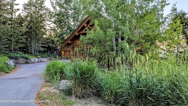 8157 Ripplinger Rd, Driggs, ID 83422 - view of side of property featuring log exterior and driveway