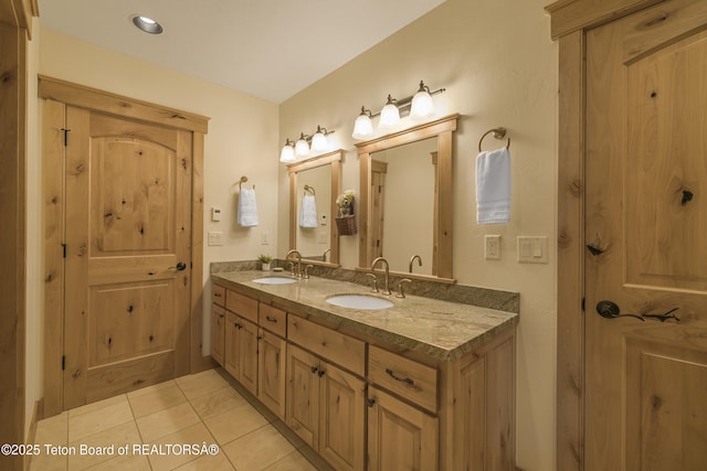8157 Ripplinger Rd, Driggs, ID 83422 - bathroom featuring double vanity and tile patterned flooring