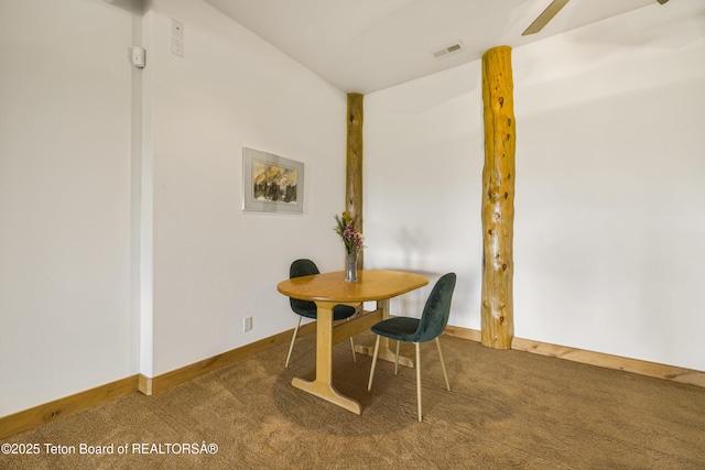 8157 Ripplinger Rd, Driggs, ID 83422 - dining space with carpet flooring and a ceiling fan