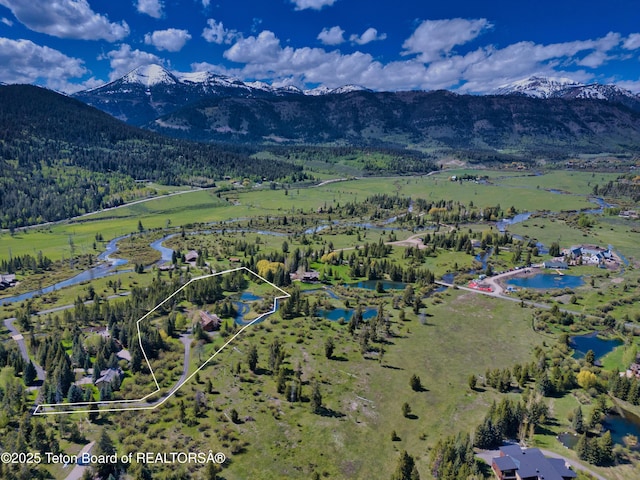 590 S Sandhill Crane Rd, Wilson, WY 83014 - view of property location with property boundaries highlighted and a water and mountain view