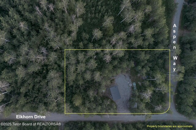 66 Elkhorn Dr, Thayne, WY 83127 - aerial map of property and surrounding area with property parcel outlined