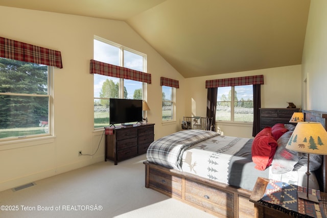 6790 N Timothy Rd, Jackson, WY 83001 - bedroom featuring vaulted ceiling and carpet floors