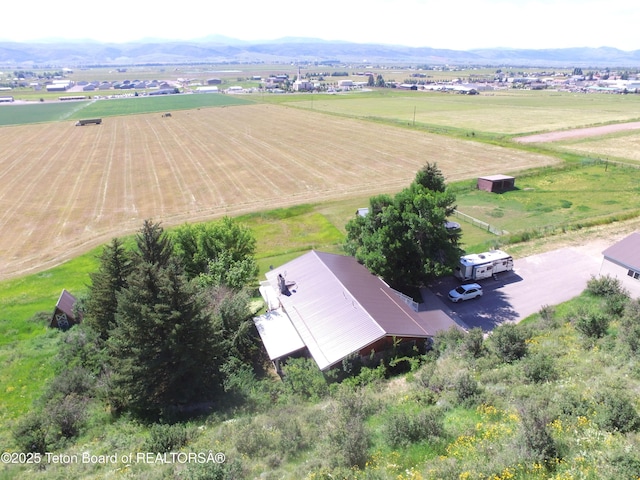 870 Sky View Ln, Afton, WY 83110 - aerial view of sparsely populated area featuring large plots for crops and mountains