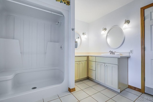 2195 W Huntington Dr, Beverly Hills, FL 34465 - bathroom featuring vanity, tile patterned flooring, and a shower
