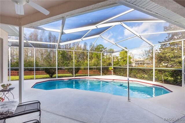 21312 Preservation Drive, Central Pasco, FL 34638 - view of pool with a patio, ceiling fan, and fence
