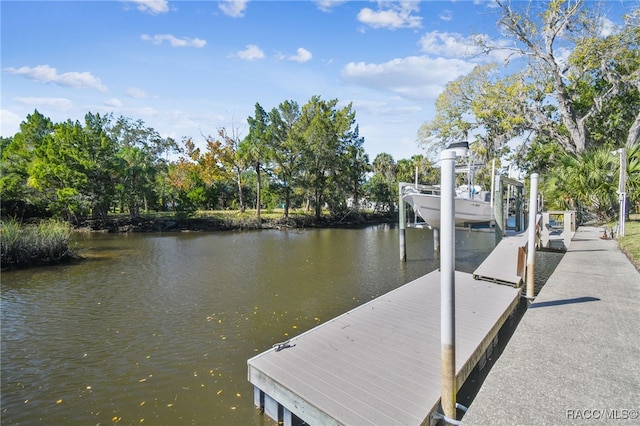 dock area with a water view