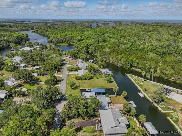 42 Magnolia Ave, Yankeetown, FL 34498 - aerial perspective of suburban area featuring a large body of water and a heavily wooded area